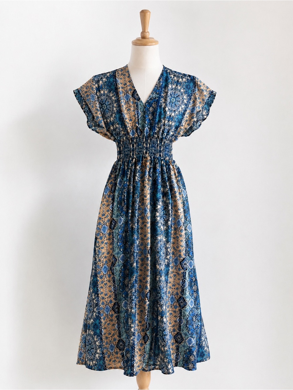 Gypsies Moonbeams Boho Buttermom Smocked Waiste Maxi Dress Small Cottagecore